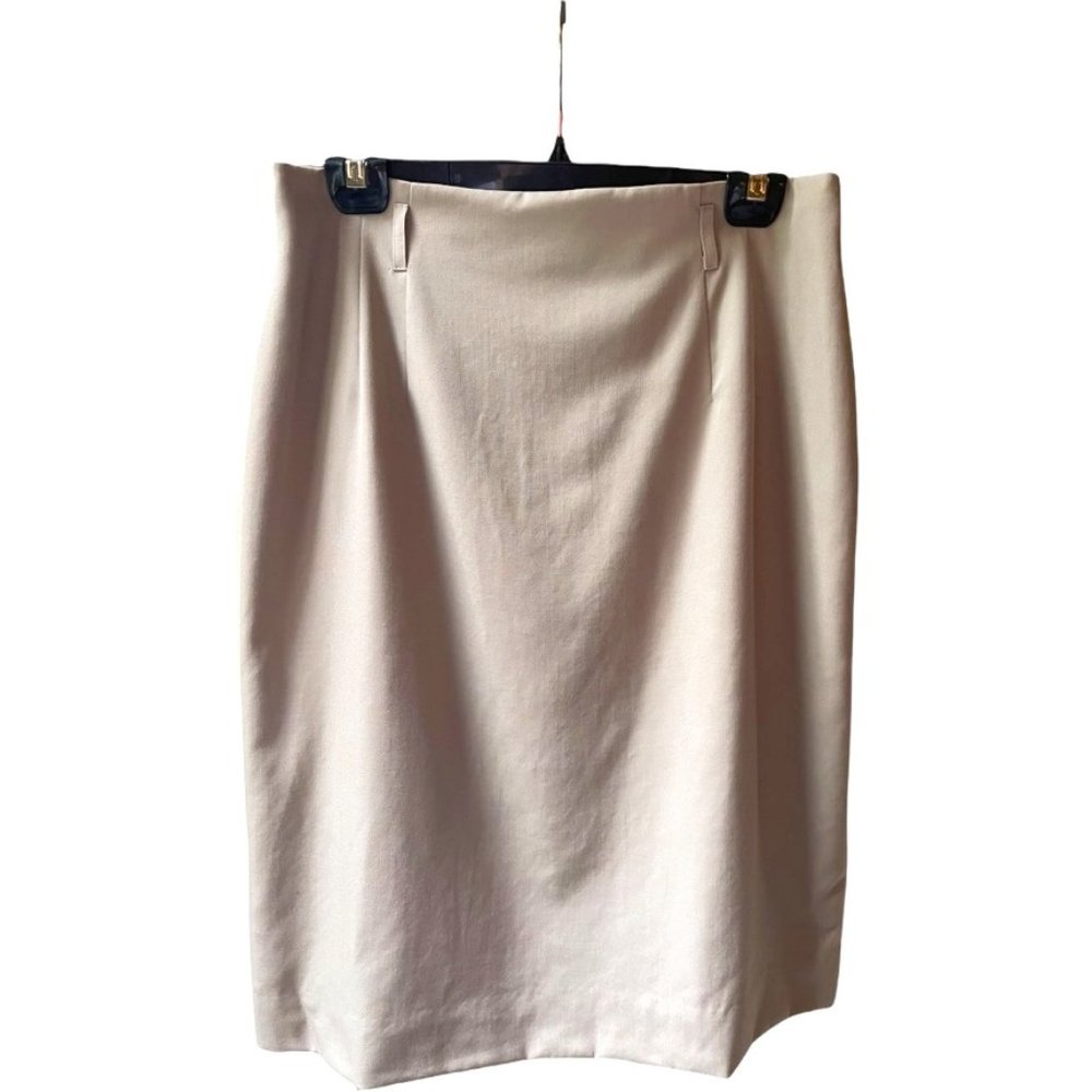 Talbot's 100% Wool Tan lightweight skirt kick pleat high waisted pencil